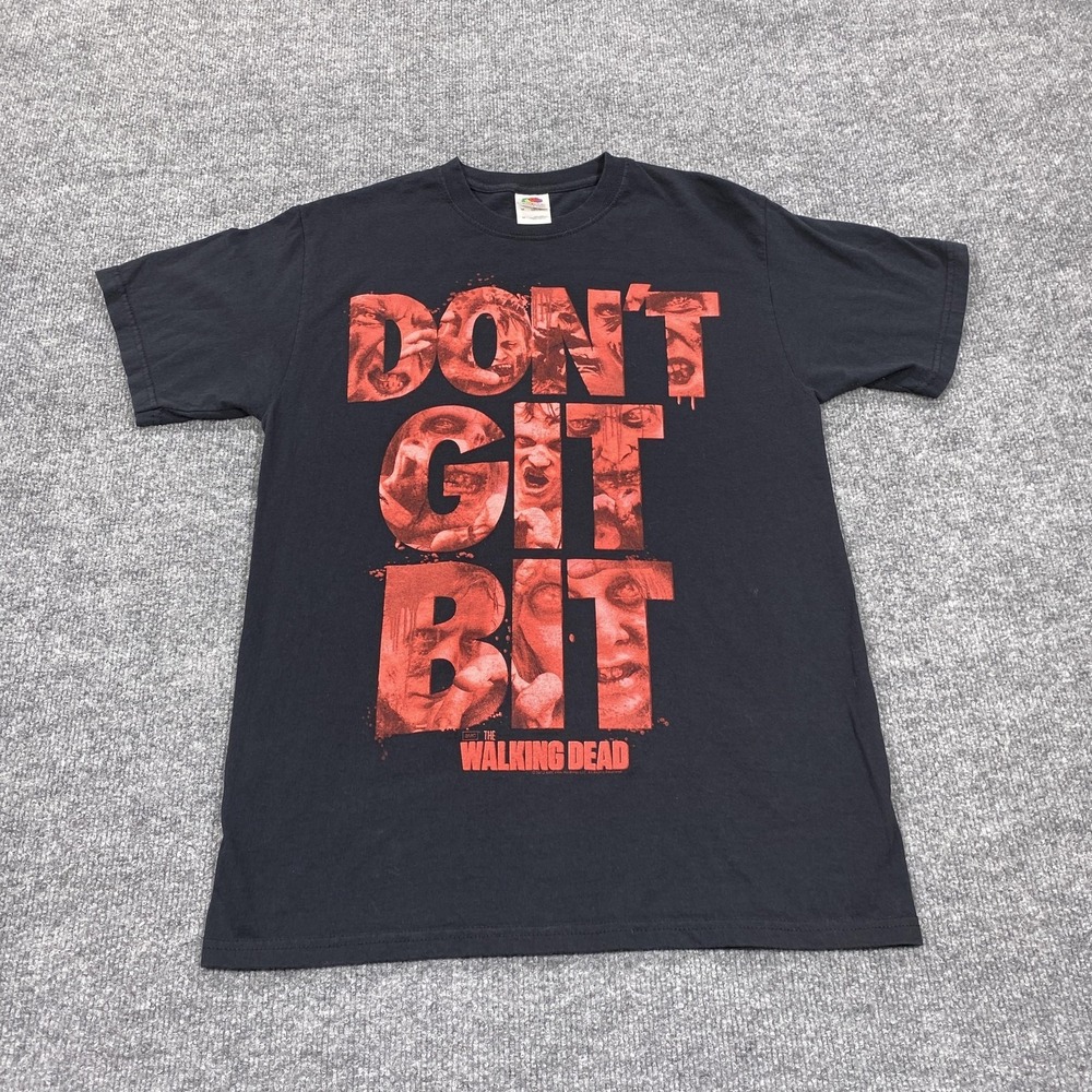 The Walking Dead Shirt Mens Medium Black Red Dont Get Bit TV Show Heavyweight